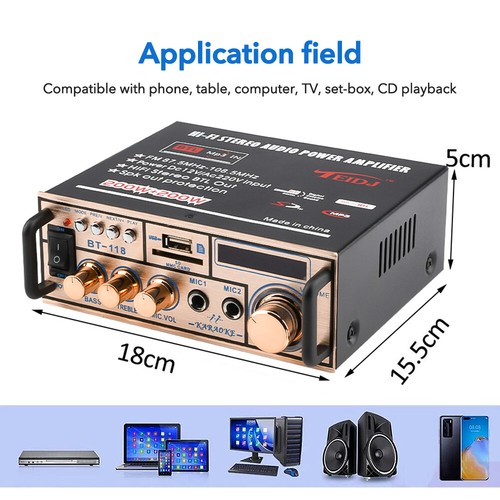 400W bluetooth Mini Verstärker HiFi Power Audio Stereo Bass AMP USB MP3 FM Auto - Bild 9 von 16