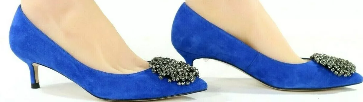 L.K. Bennett Gretchen Blue Poolside Suede Leather Court Shoes Size US 6