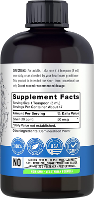 Carlyle Colloidal Silver | 10 PPM | 8 Oz (236 Ml) | Nano Silver