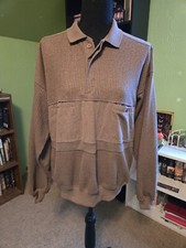 Vintage Huk A Poo Sweater Men Medium Gray Mock Neck Pullover Casual Collared