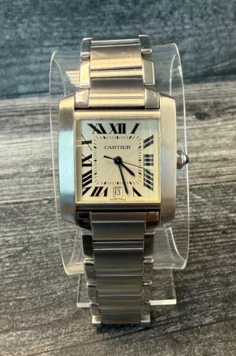 39245: Cartier Stainless Steel Tank Française, Model 2302