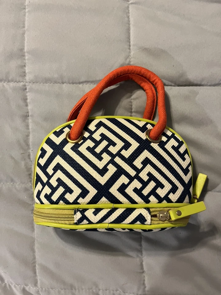 Estuche de viaje Spartina 449 maquillaje cosmético bolsa pequeña bolsa de joyería verde azul marino Foto 4 de 4