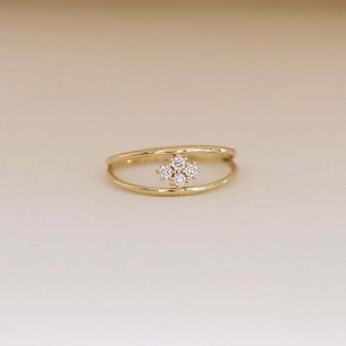 0.20Ct Round Cut Simulated Diamond Cluster Wedding Ring 14K Yellow Gold Plated