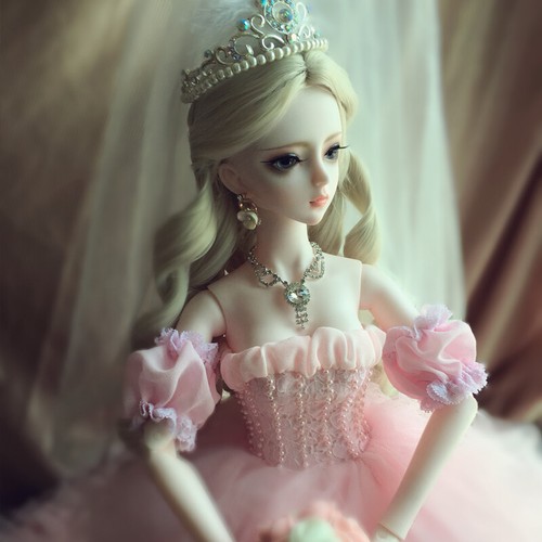 Full soldes Set 62cm 1/3 BJD Puppe Hochzeit Rosa Kleid Maxi Brautkleid Rosa Kleidung