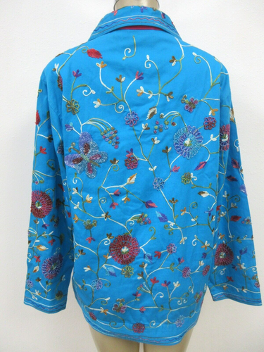 THE QUACKER FACTORY BLUE EMBROIDERED & BEADED LONG SLEEVE JACKET SIZE M - NWT - Picture 7 of 11