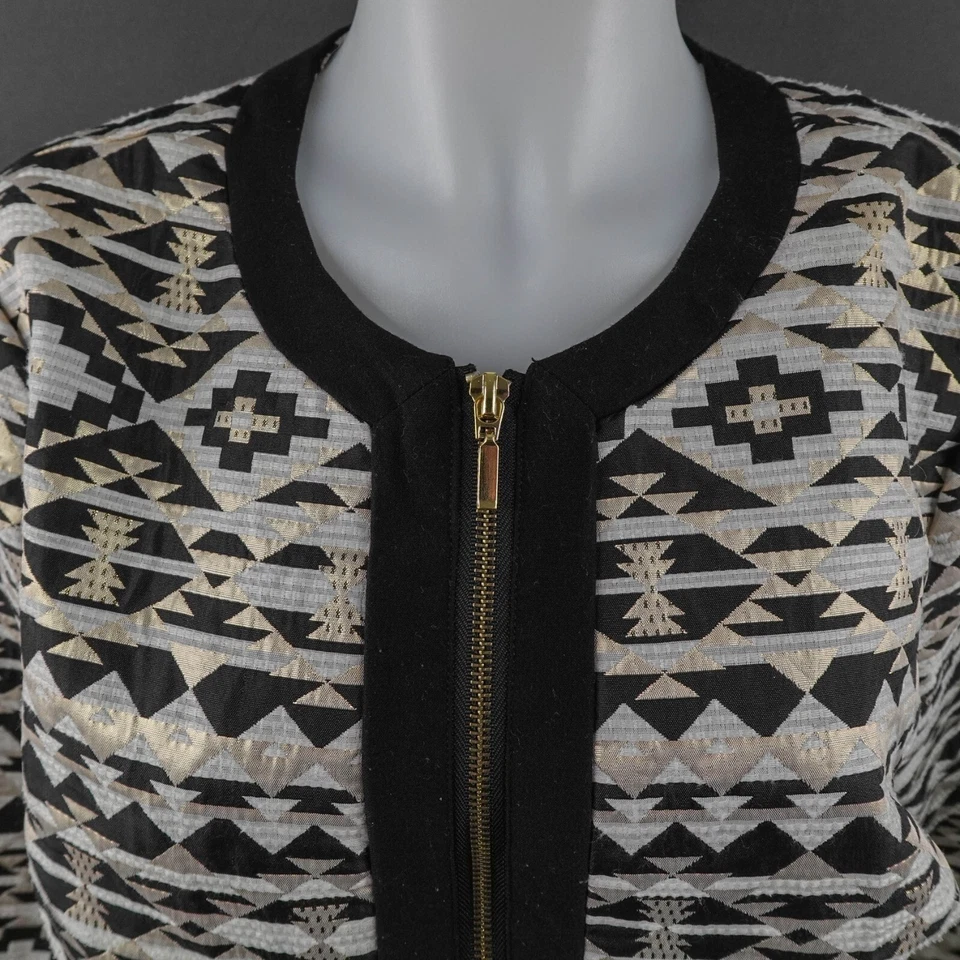 Blazer Roz Ali Mujer 1X Negro Dorado Azteca Artístico Declaración Cápsula Fuerte Lujo Foto 4 de 4