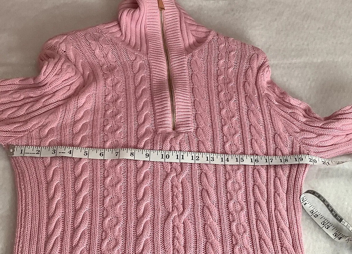 Ralph Lauren Black Label 100% Cotton Cable Knit Pink Zip Ralph Lauren Black Label 100% Cotton Cable Knit Pink Zip