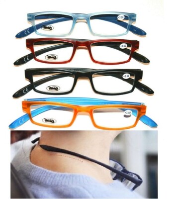 LESEBRILLE LANGE STANGEN RUNDHALS MIT MIKROFASER ETUI HERREN 
