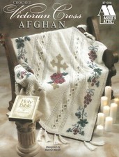 Victorian Cross Afghan Biblical Church Religious Keepsake Antique Grapes Flowers