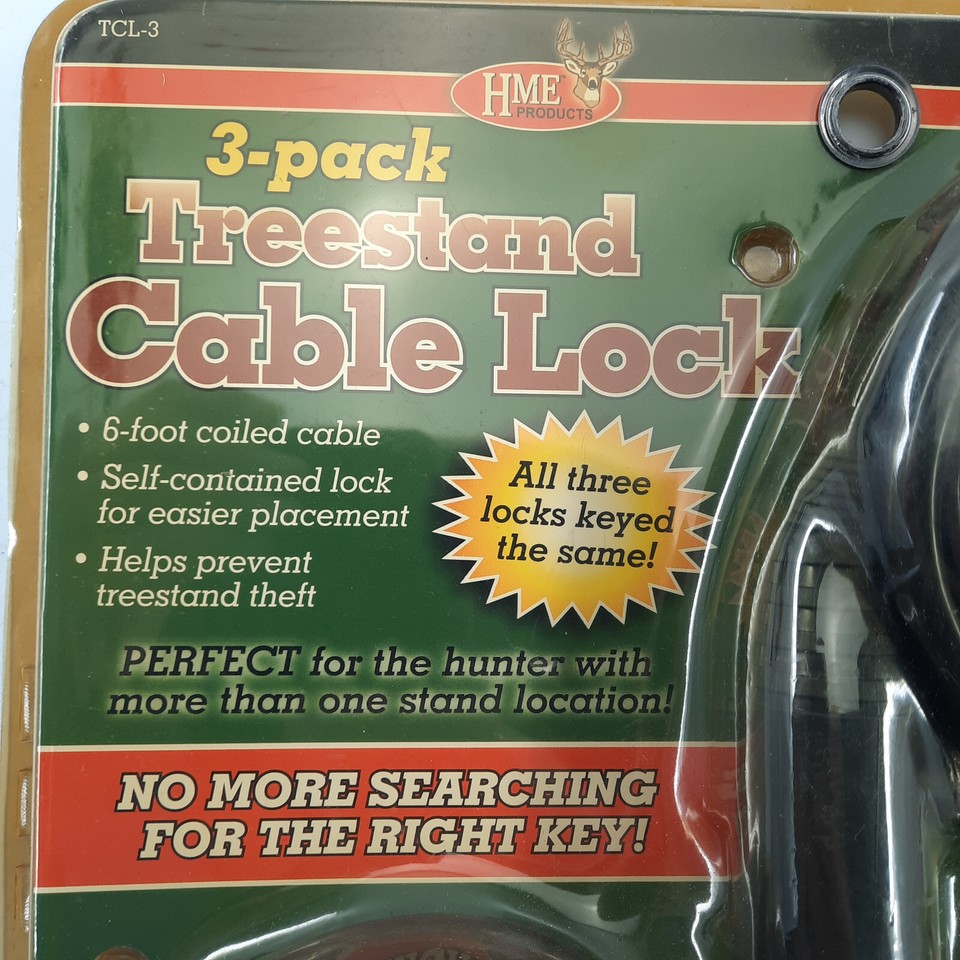 HME Treestand Cable Lock Keyed Alike, 3 Pack of 6 Foot Cables Hunting