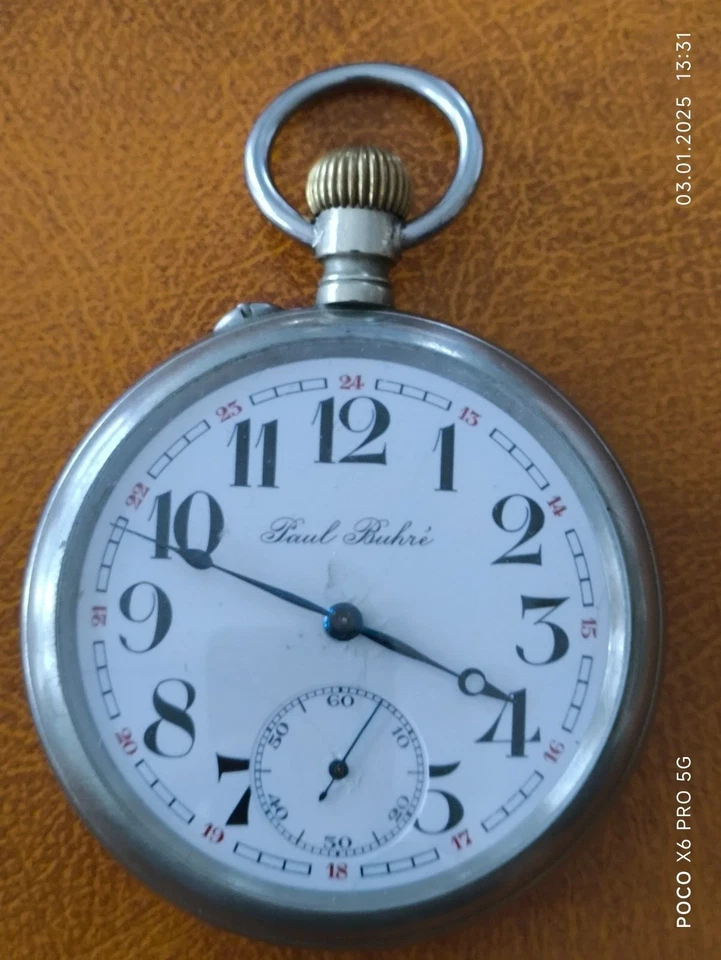 П.Буре Paul Buhre Ferrocarril Letón Metal Poсket Reloj 55mm Funcionando Foto 2 de 4