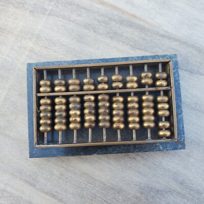 Vintage 1970 s Chinese Brass Abacus on marble base 3.5''