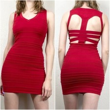 Forever 21 Sexy Strappy Red Bodycon Dress Size S