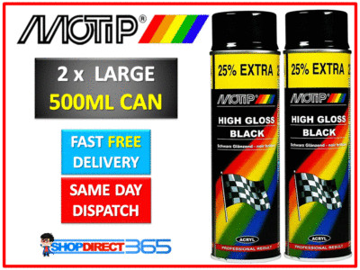 2 x MOTIP schwarz glänzend Spraydose Aerosol Auto KFZ Mehrzweck 500ml 04005