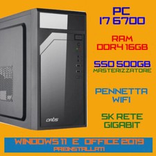 COMPUTER PC FISSO CPU INTEL i7-6700 RAM 16GB SSD500GB DVDRW Wifi Win11+Office