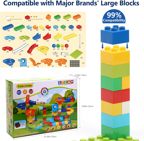 Marble Run Track Building Blocks - STEM Toy 110-pc Bricks Tracks Set for Kids - 第 5/8 張圖片
