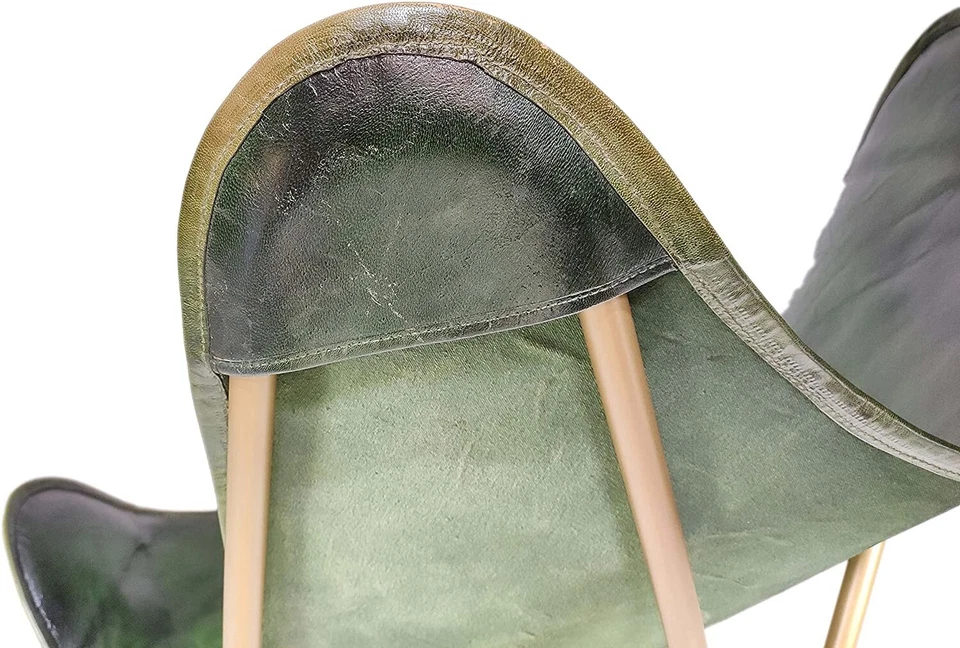 Vintage Stil Leder Schmetterling Stuhl – Handgefertigt Boho Akzent Stuhl - Bild 4 von 4