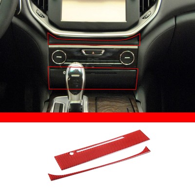 Red Carbon Fiber Conosle CD Panel Frame Trim Cover Für Maserati Ghibil 2014-2015