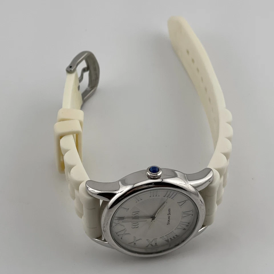 Ecclissi Sterling Silver Watch Womens 34mm Case White Rubber Band Quartz - Image 2 of 4