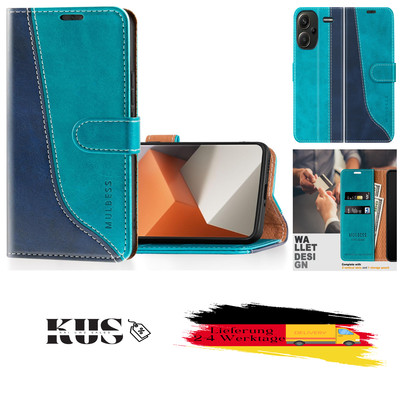 Mulbess Lederhülle für Xiaomi Redmi Note 13 Pro Plus 5G mit Kartenfach und Fl...