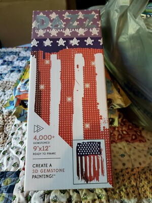 New Dazz Dimensional Diamond Art 3D Gemstone Kit American Flag puzzle 9x12 size