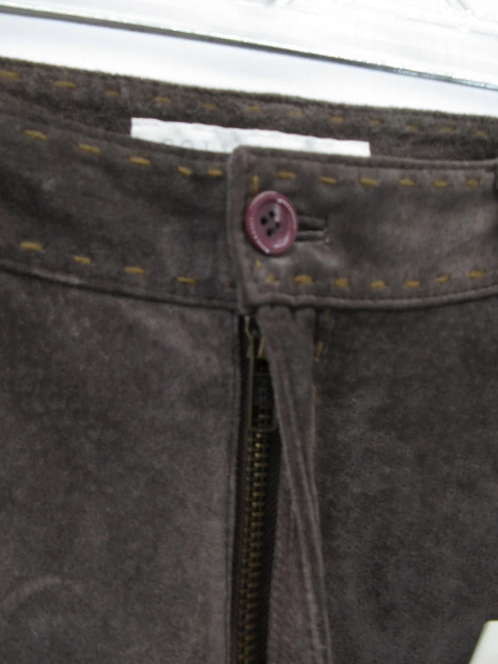 Pantalones DE COLECCIÓN Bloomingdales Mujer 12 Marrón Piel de Cerdo Cuero Cincuenta Nueve NUEVO Foto 2 de 4