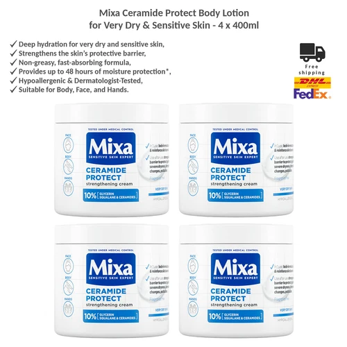 كريم تقوية Mixa Ceramide Protect للبشرة الجافة والحساسة للغاية 4x400ml