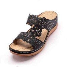 Rhinestone Casual Slope Heel Slippers  ShopDecimals