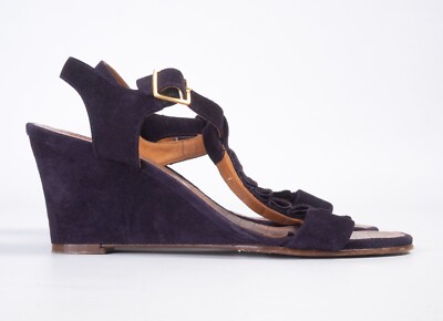 Chie Mihara Size 38.5 Pump Suede Shoes Heels Designed Purple V
