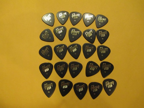 25 PÚAS DE GUITARRA GIBSON EE. UU. - PRINCIPIOS DE LOS 90 - TIPO 351 EN NEGRO - PESADO 0,88 mm - Imagen 2 de 3
