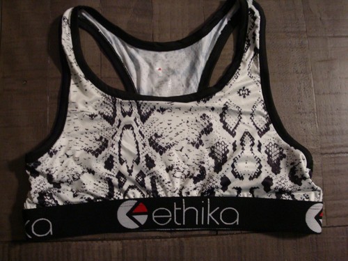 Ethika Women's Sports Bra Snakeskin Jr. Size L w/Black White Underband NEW