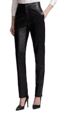 New 2490 Ralph Lauren Collection Women High-Waist Leather Pants Black 12 US