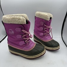 Sorel Boots Girls Youth Size 3 Yoot Pac Snow Rain Waterproof Winter Pink Black