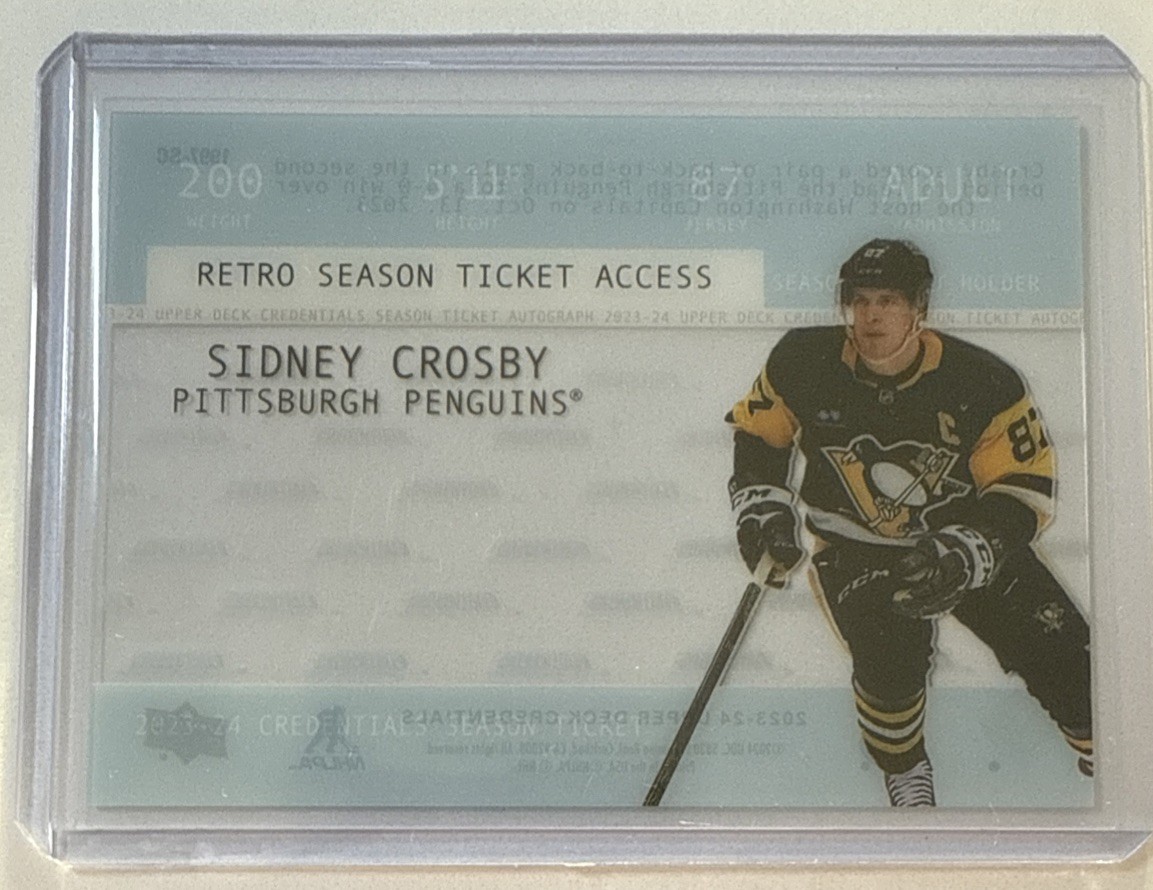 2023-24 SIDNEY CROSBY Acetate 1997 Retro Season Ticket Access UD Credentials