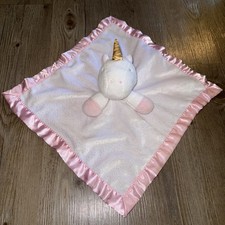 Cloud Island Unicorn Lovey Baby Security Blanket Pink White Gold Sparkles Satin
