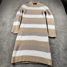 Coco & Shay Scoop Neck Chevron Print Sweater Dress Womens XL Beige Long Sleeve