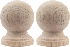 Unfinished Solid Wood Finials - Pack of 2, Newel Post Caps for Stairs, Bedpost &