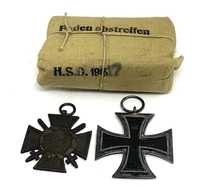 Original World war 1 German Iron cross, Hindenburg Cross and First aid bandage