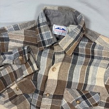 VTG Dakota Five Brother Mens S 14/14.5 Plaid Flannel Shirt Long Sleeve USA 80's