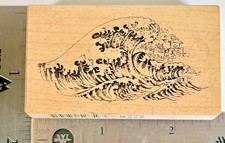 Japanese Inspired Wave Rubber Stamp for Crafting and Card Making