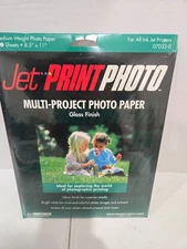 Jet Print Photo Paper Gloss Finish Medium Weight 20 Sheets 8.5x11 NEW 07033-0