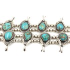Southwest Sterling Silver Turquoise 32" Feather Squash Blossom Necklace #S5593-2 — photo 2