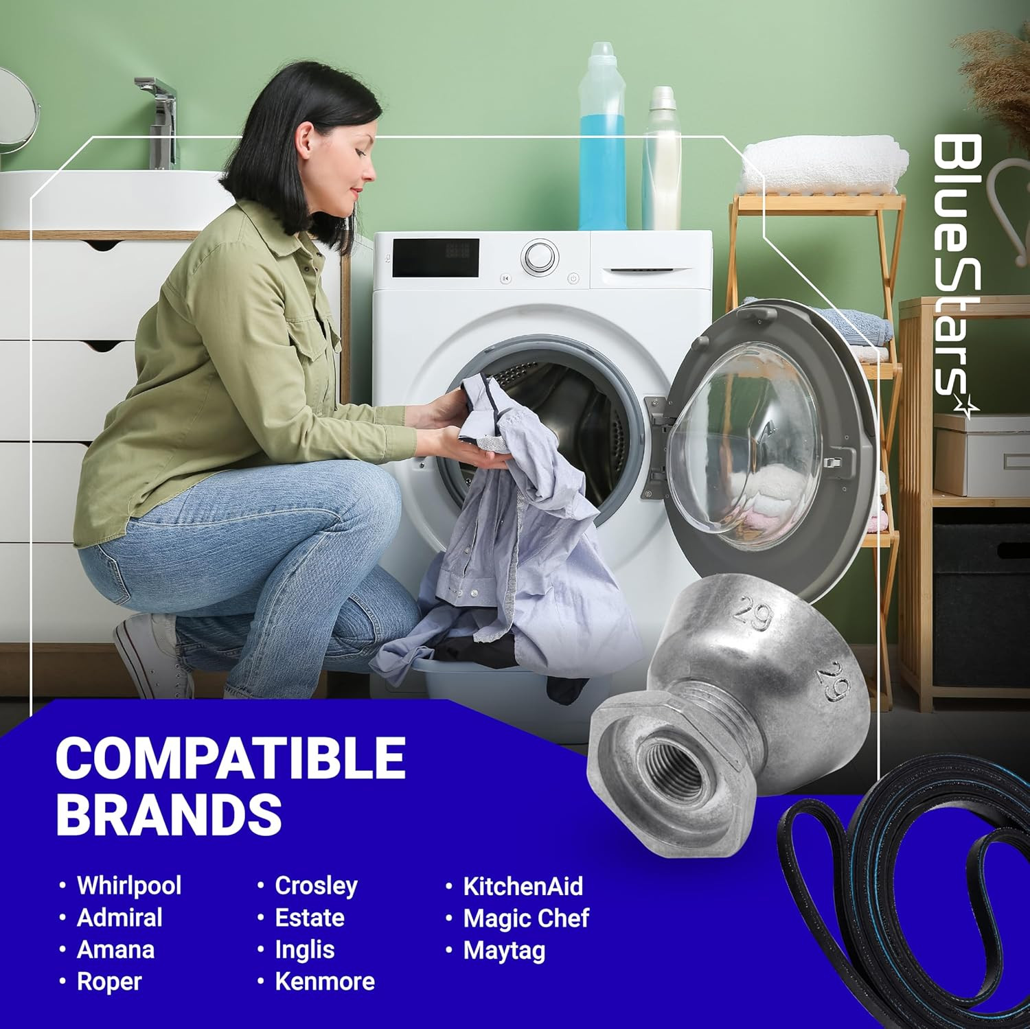 8066184 Dryer Motor Pulley 341241 Dryer Drum Belt - Compatible with Whirlpool Ma