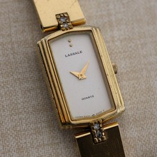 Seiko LASSALE 8420-6979 Four Diamonds Quartz Women's Watch Sz.5 3/4" New Battery
