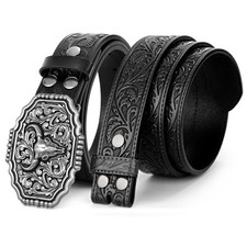 Cowboy Belts for Men Women Western Leather Buckle Belt Set Cowgirl Country Be...