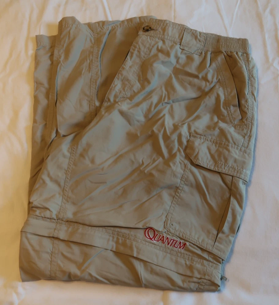 Columbia Quantum Logo Fishing Pants Mens Convertible Zip Off Khaki Large L
