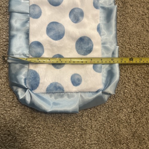 Minky Couture Sicherheitsdecke Luxus Lovey Baby Blau Satinborte Polka Dots - Bild 4 von 6
