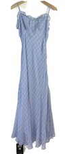 ASTR the Label Maeryn Plaid Ruffle Trim Maxi Dress Blue Women's Large