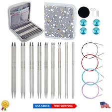 9-Size Stainless Steel Interchangeable Knitting Needles Set - 5' Tips