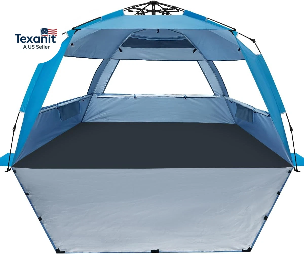 Deluxe Pop up Beach Tent Sun Shade Shelter for 3-4/5-6 Person, UV Protection, Ex